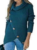 Buttoned Wrap Turtleneck Sweater