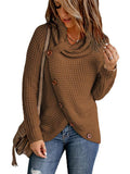 Buttoned Wrap Turtleneck Sweater