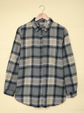 Checkered Long Sleeve Loosen Shirt Button Shacket