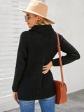 Buttoned Wrap Turtleneck Sweater