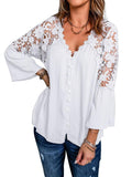 Chiffon Crochet Lace Button Top