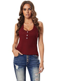 Solid Round Neck Ribbed Tank Top