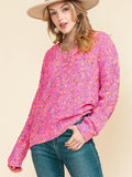 Colorful Spots Knitted V Neck Casual Sweater