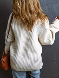 Ribbed Knit Round Neck Slouchy Chunky Sweater