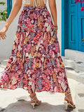 Multicolor Boho Floral Print High Waist Maxi Skirt