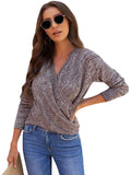 Wrap V Neck Waffle Sweater