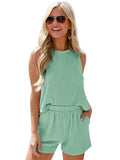 Corded Sleeveless Top and Pocketed Shorts Set