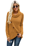 Buttoned Wrap Turtleneck Sweater