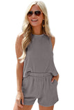 Corded Sleeveless Top and Pocketed Shorts Set