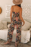 Floral Print Belted Wide Leg Jumpsuit