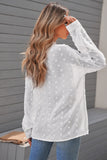 Long Sleeve Button Fuzzy Polka Dot Shirt