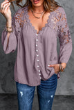 Chiffon Crochet Lace Button Top