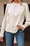 Polka Dot Print Frilled Collar Lantern Sleeve Blouse