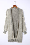 Plaid Knitted Long Open Front Cardigan