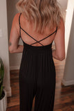 Spaghetti Straps Open Back Wide Leg Jumpsuit