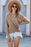 Wrap V Neck Waffle Sweater