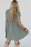 Frilled Gathered Seam Round Neck T Shirt Dress