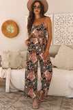 Floral Print Belted Wide Leg Jumpsuit