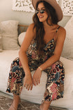 Floral Print Belted Wide Leg Jumpsuit