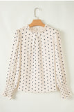 Polka Dot Print Frilled Collar Lantern Sleeve Blouse