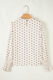 Polka Dot Print Frilled Collar Lantern Sleeve Blouse