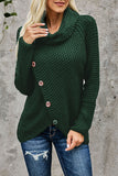 Buttoned Wrap Turtleneck Sweater