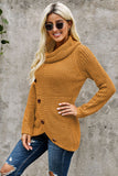 Buttoned Wrap Turtleneck Sweater