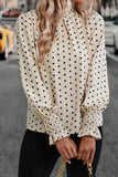 Polka Dot Print Frilled Collar Lantern Sleeve Blouse