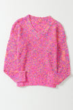 Colorful Spots Knitted V Neck Casual Sweater