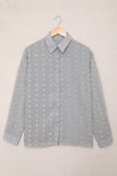 Long Sleeve Button Fuzzy Polka Dot Shirt