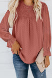 Swiss Dot Smocked Long Sleeve Top