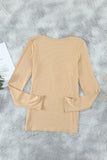 U Neck Button Knit Long Sleeve Top