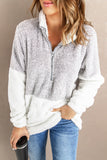 Zip Neck Oversize Fluffy Fleece Pullover