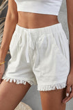 Casual Pocketed Frayed Denim Shorts