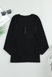 U Neck Button Knit Long Sleeve Top