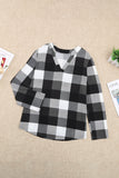 Contrast Plaid V Neck Long Sleeve Top